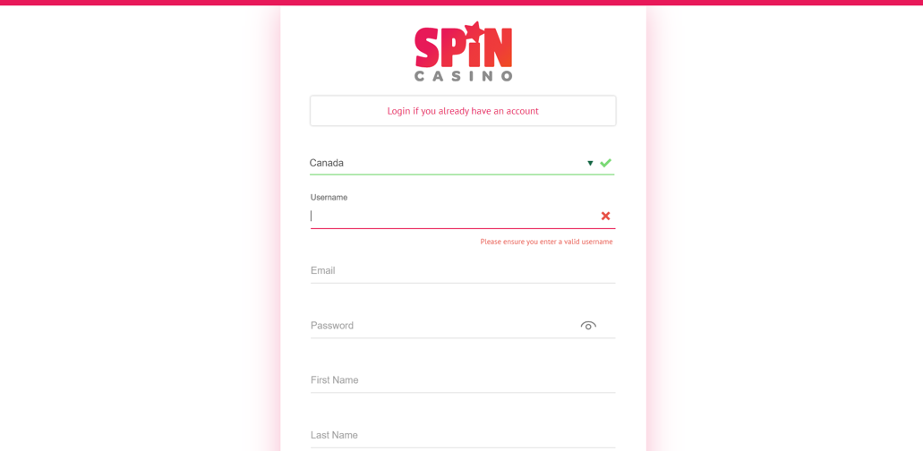 Spin Casino Login