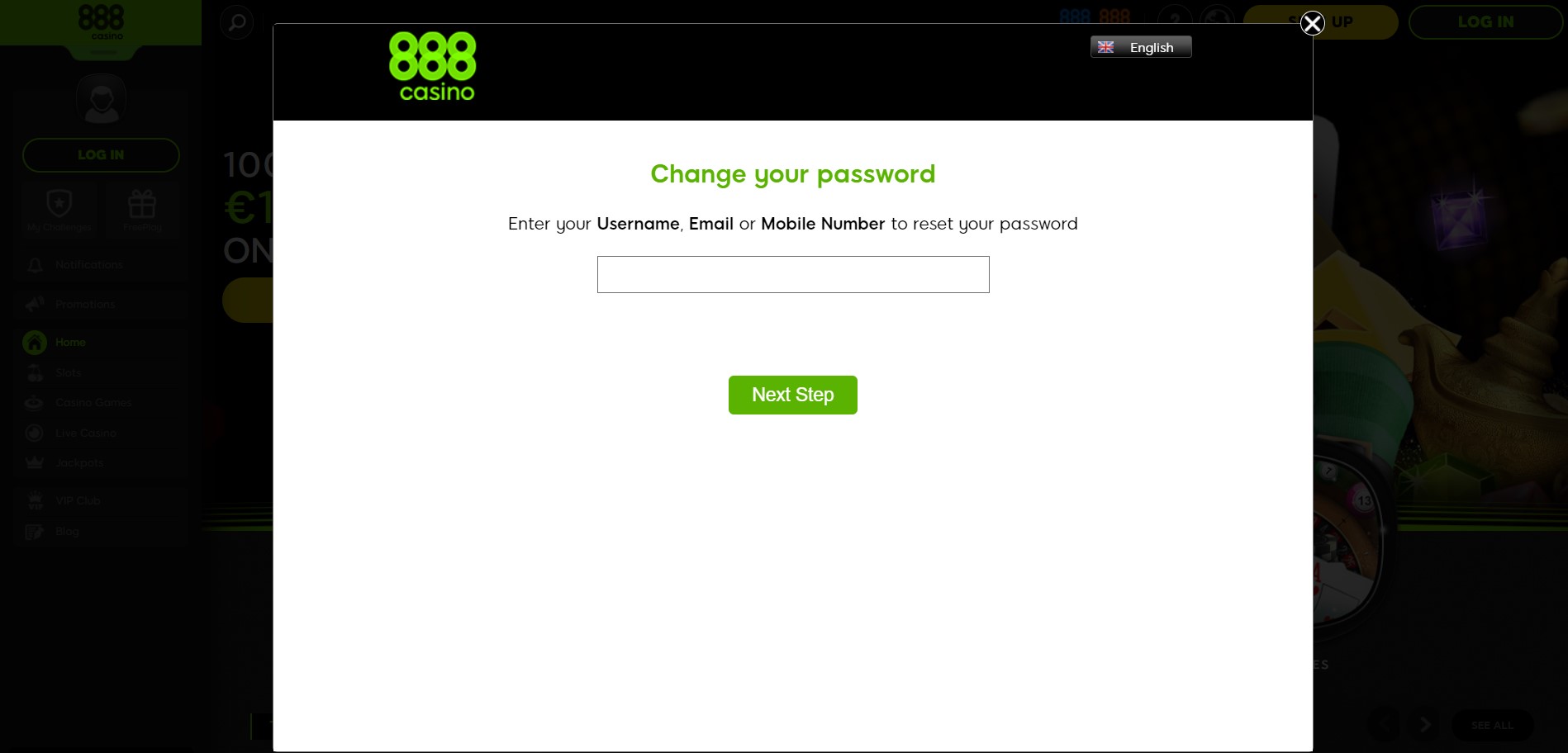 Casino 888 change password
