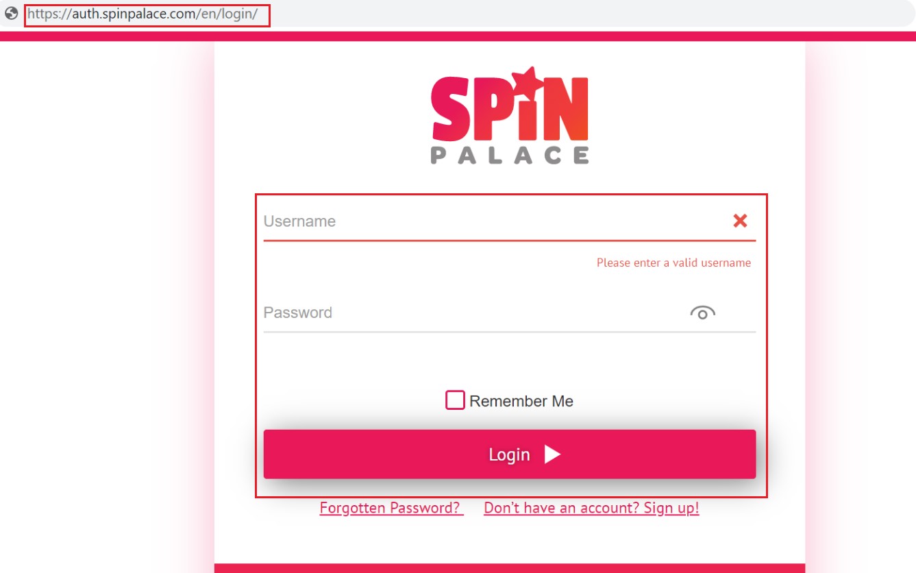 Spin Palace Casino login