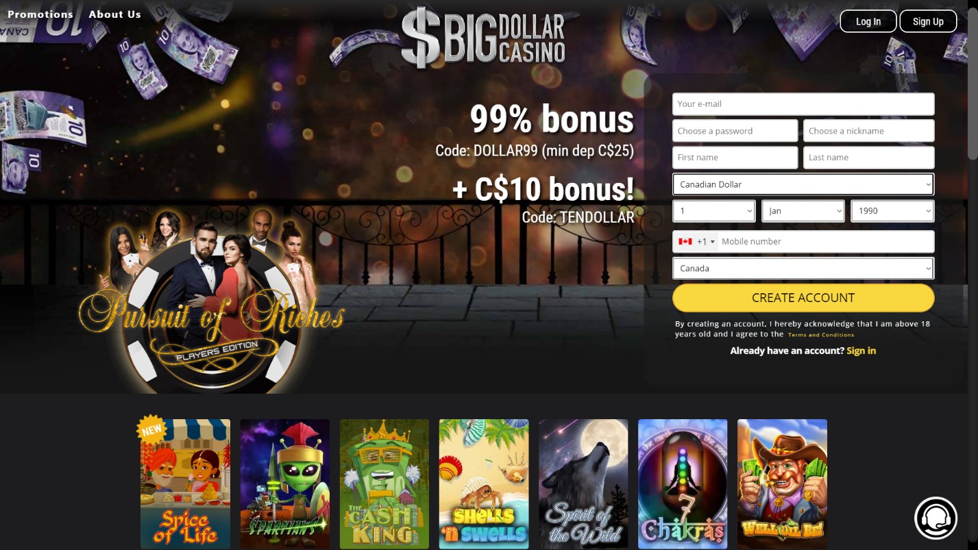 Big Dollar Casino $100 Free Chip 2021