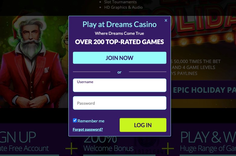 dreams casino login