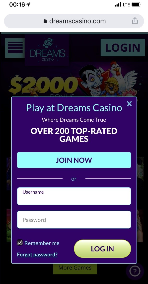 dreams casino mobile