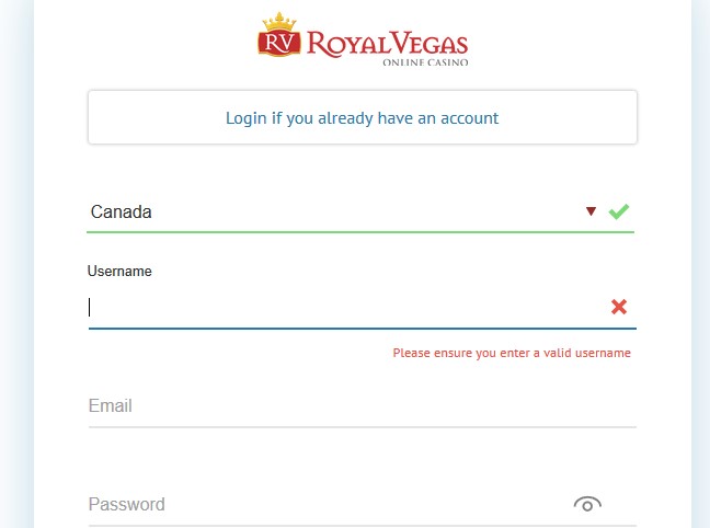royal vegas casino password