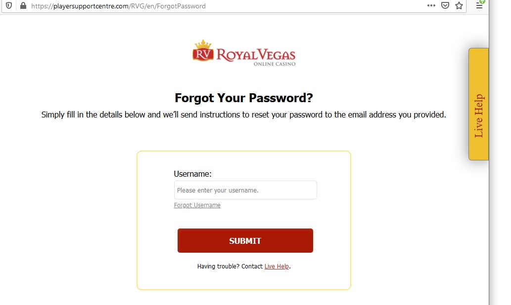 royal vegas casino password1
