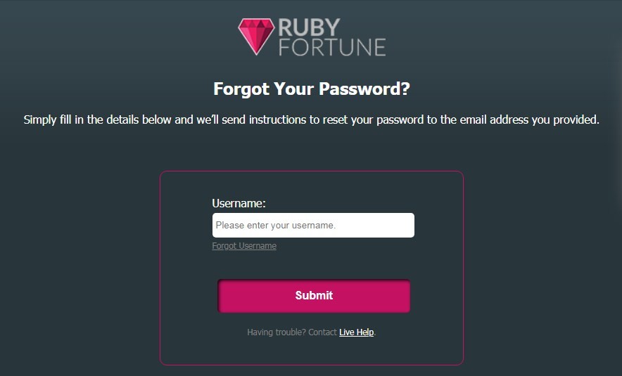 ruby fortune casino password