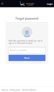 Winward Casino Password Recovery