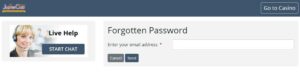 Jupiter Casino Password Recovery