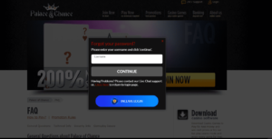 Palace of Chance Casino Password Recovery