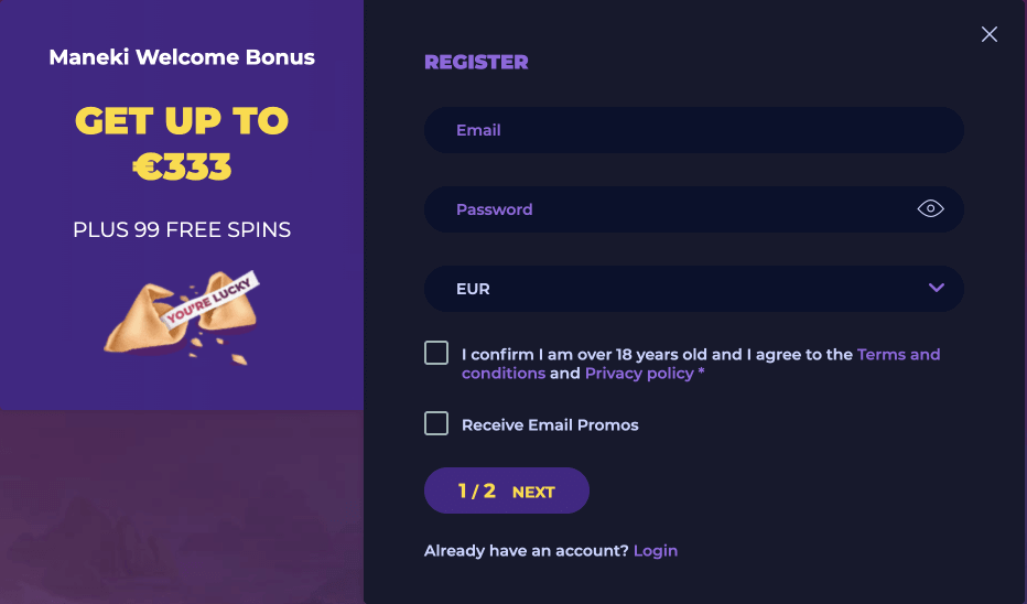 How to Register for Maneki Casino-min
